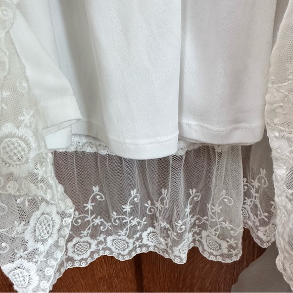 Lapis White Lace Maxi Skirt with Brown Waistband - Picture 11 of 15